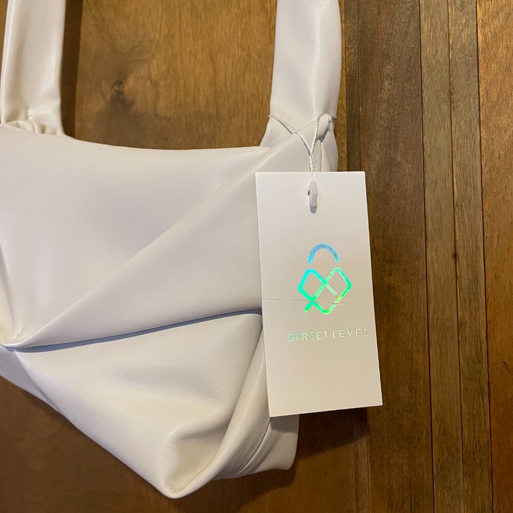 STREET LEVEL handbag! So Soft Vegan Leather Cream Knot Bag. RARE Shoulder Purse! - Picture 3 of 16
